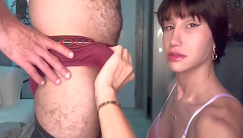 My hot shemale slut is going to cum as soon as she fucks