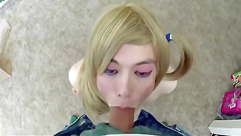 Amateur blonde gets deepthroat fucked by a big dude