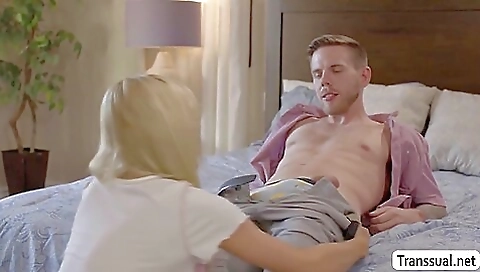 Busty blonde in stockings is getting her ass fucked