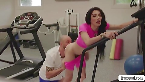 Brunette babe in stockings rides dick and gets her booty