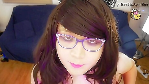 Sexy brunette teen with sexy lingerie and stockings is riding