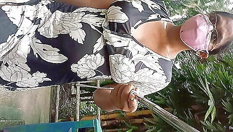 Outdoor solo video with a sexy lady with sexy big tits